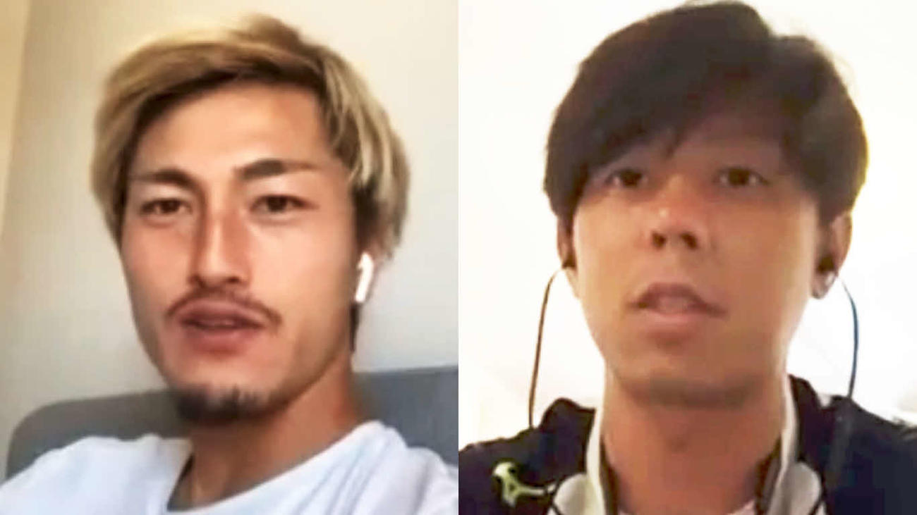 FW鈴木優磨（左）とDF安西幸輝