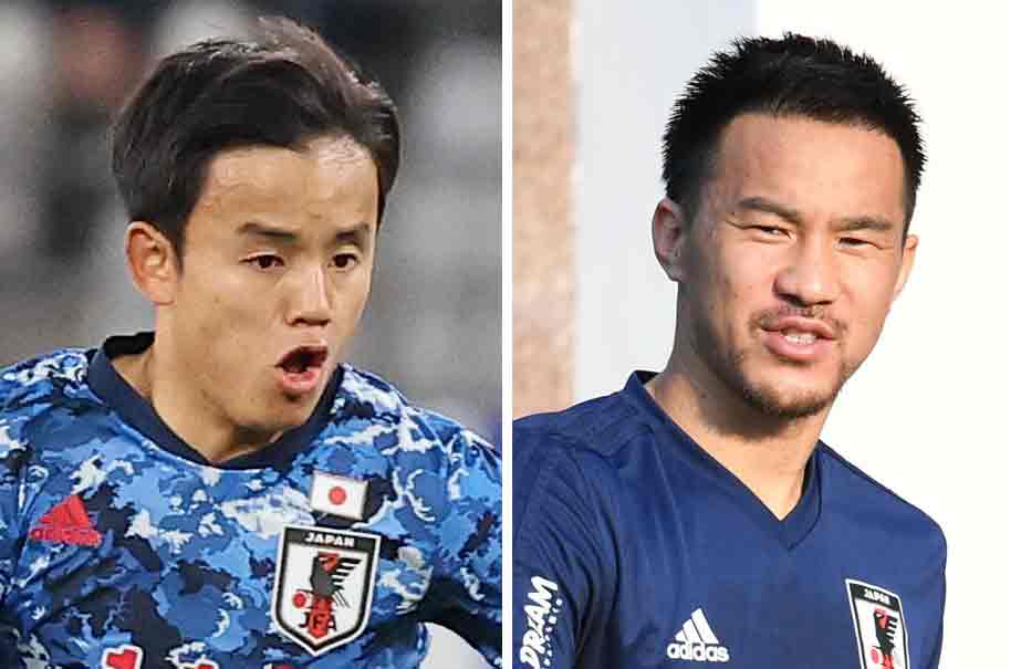ヘタフェMF久保（左）とウエスカFW岡崎