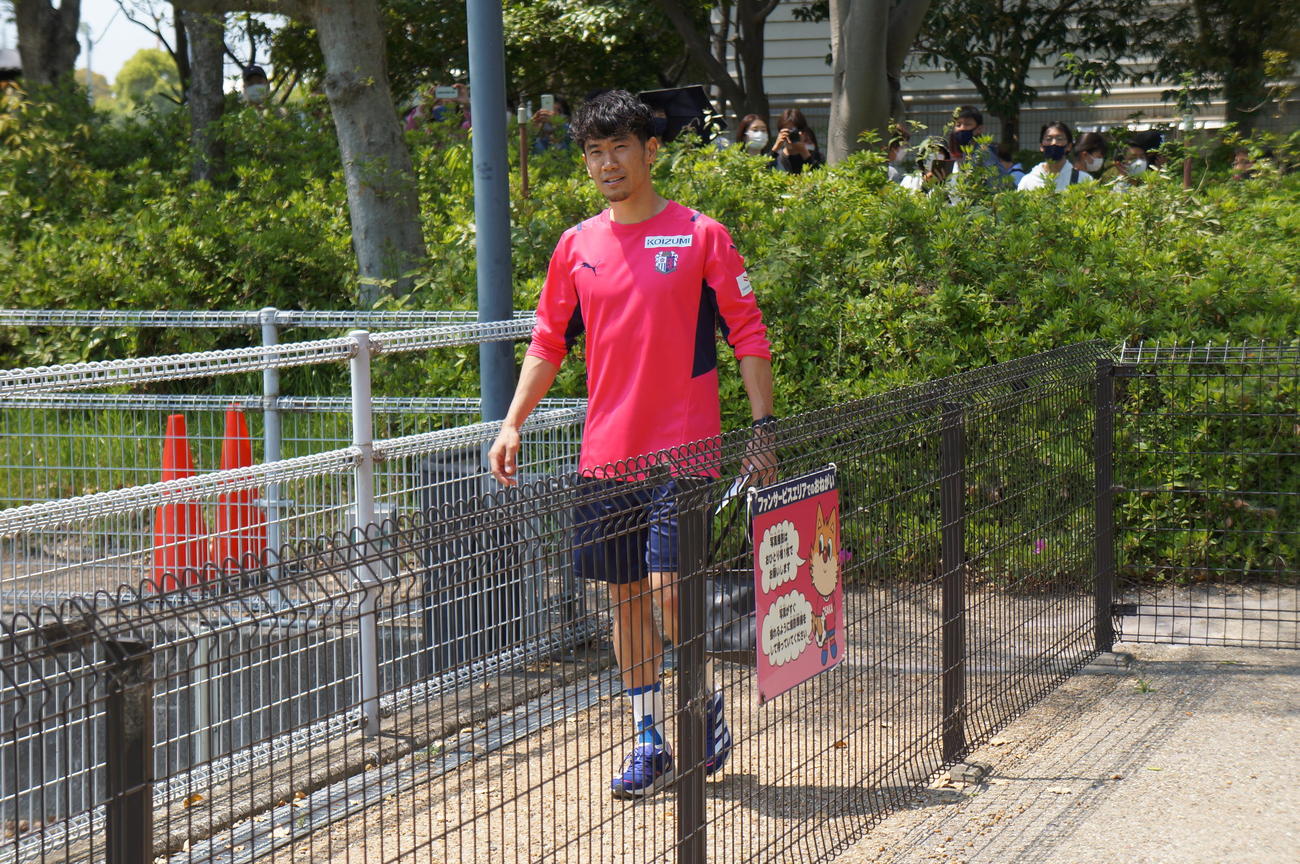 古巣C大阪の練習に参加した香川真司（撮影・益子浩一）