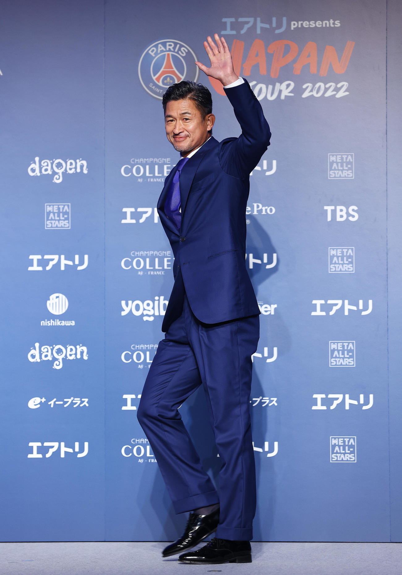 「パリサンジェルマン　ジャパンツアー2022」来日会見に登壇するカズ（撮影・垰建太）