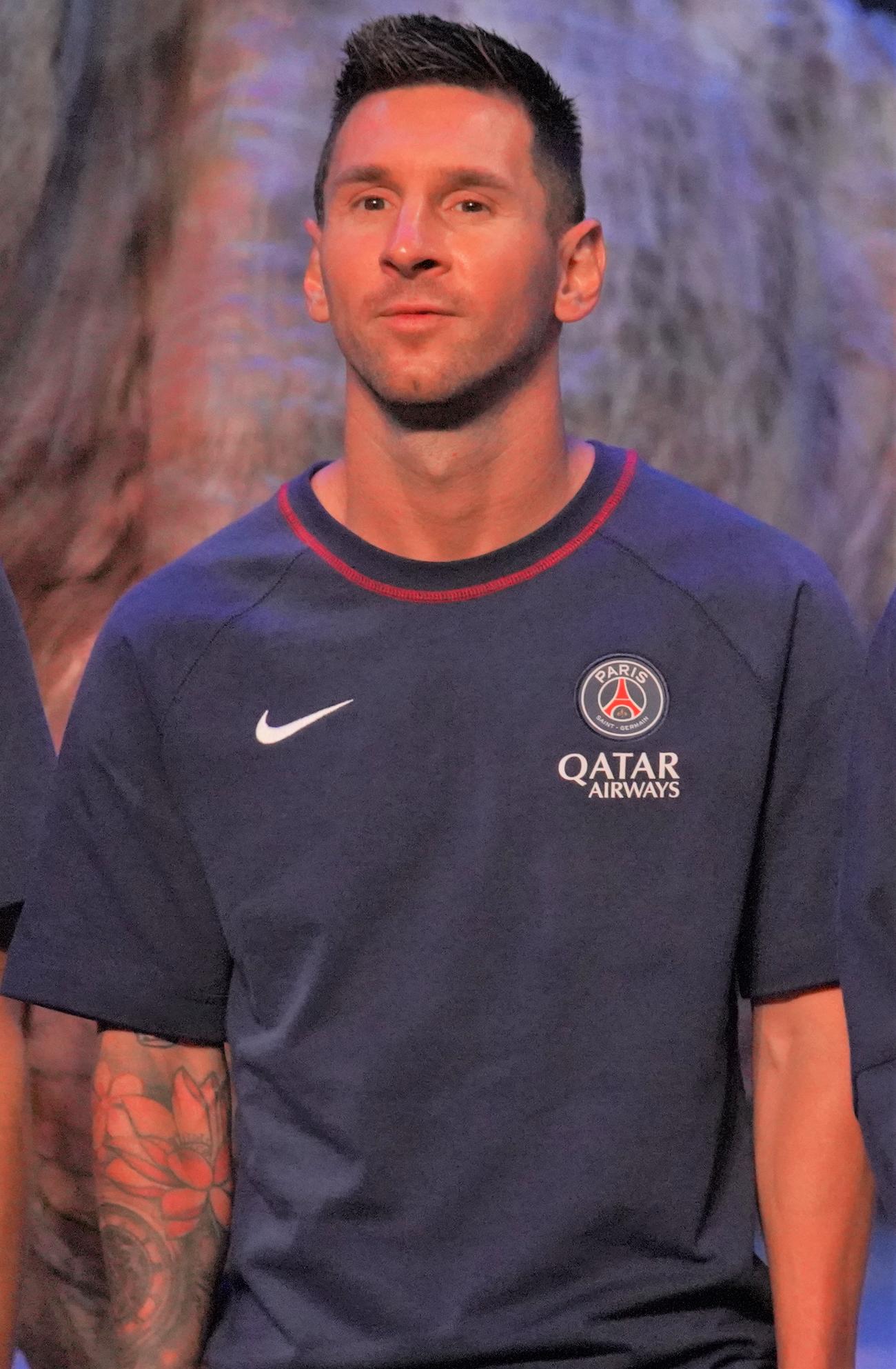 「ディノアライブ・プレミアム　タイムダイバー　夏休みスペシャル」の取材会に出席したサッカーフランス1部パリ・サンジェルマンのメッシ（撮影・佐藤成）