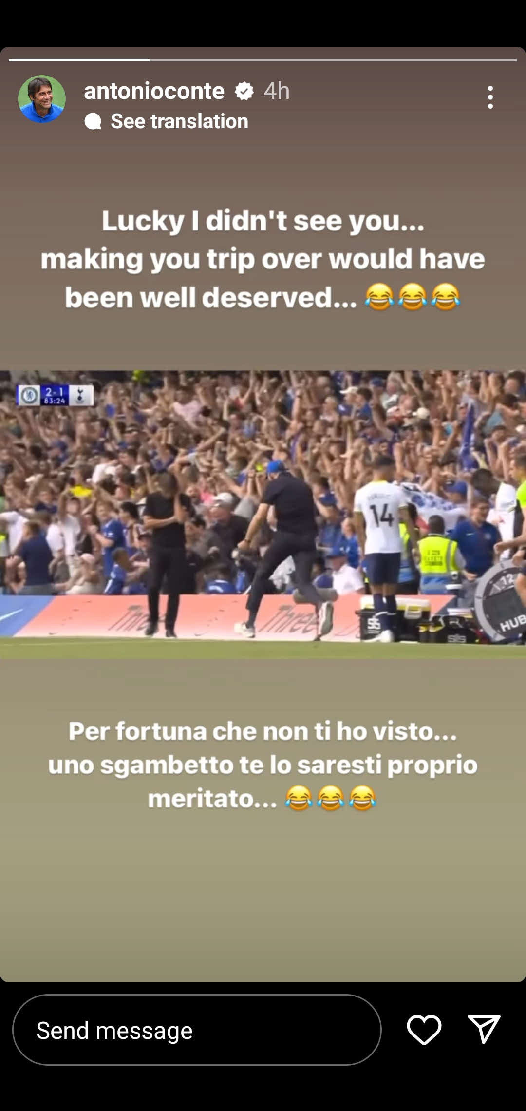 トットナム・コンテ監督のインスタグラムから