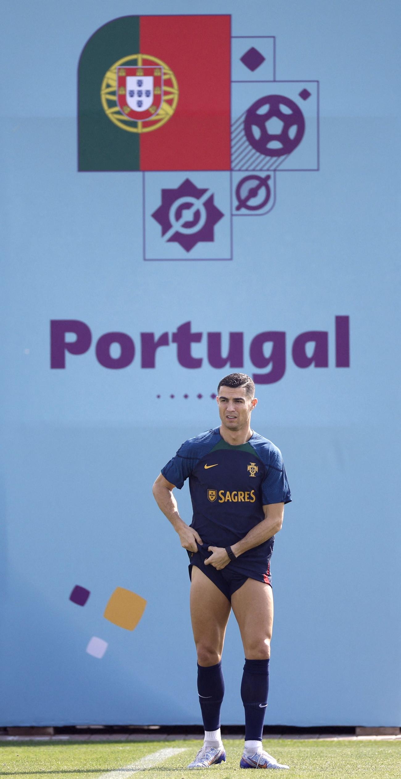 トレーニング中のポルトガル代表FWクリスティアーノ・ロナウド（ロイター）