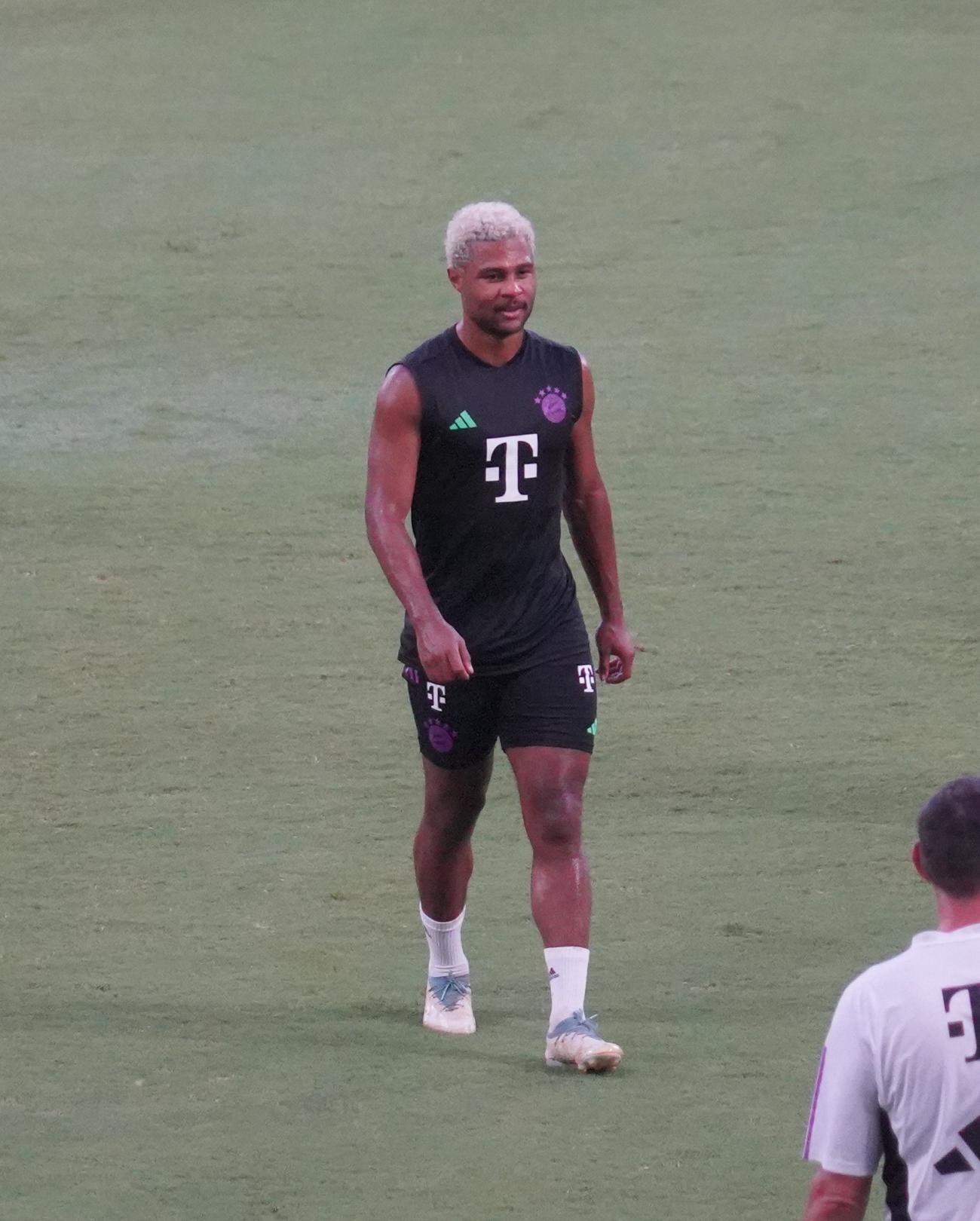 公開練習に臨むバイエルン・ミュンヘンMFセルジュ・ニャブリ（撮影・佐藤成）