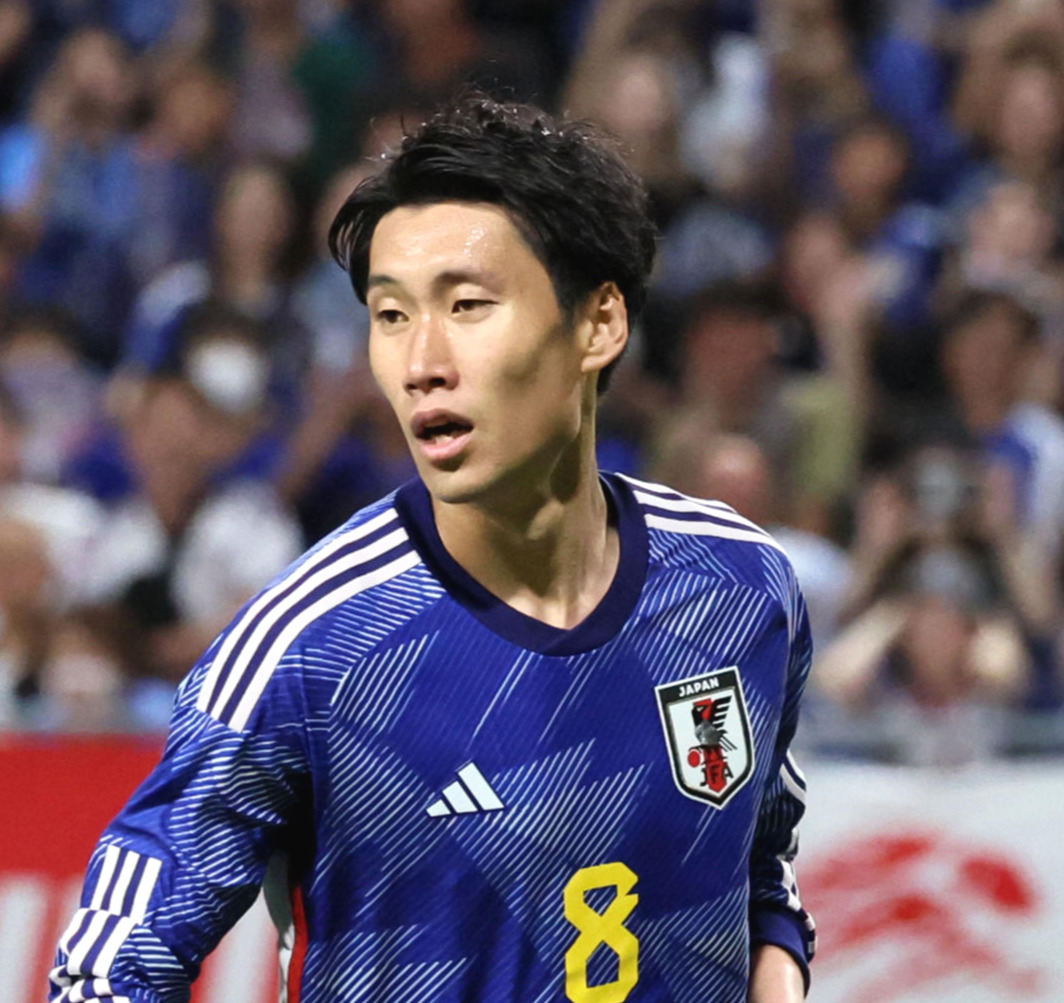 日本対ペルー　前半の鎌田（撮影・加藤哉）