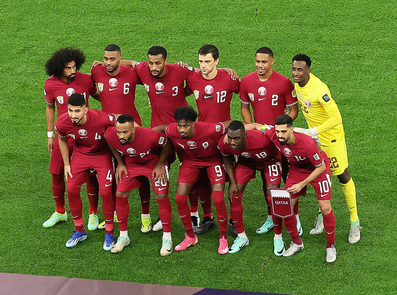 カタール対レバノン　試合に臨むカタール代表（撮影・足立雅史）