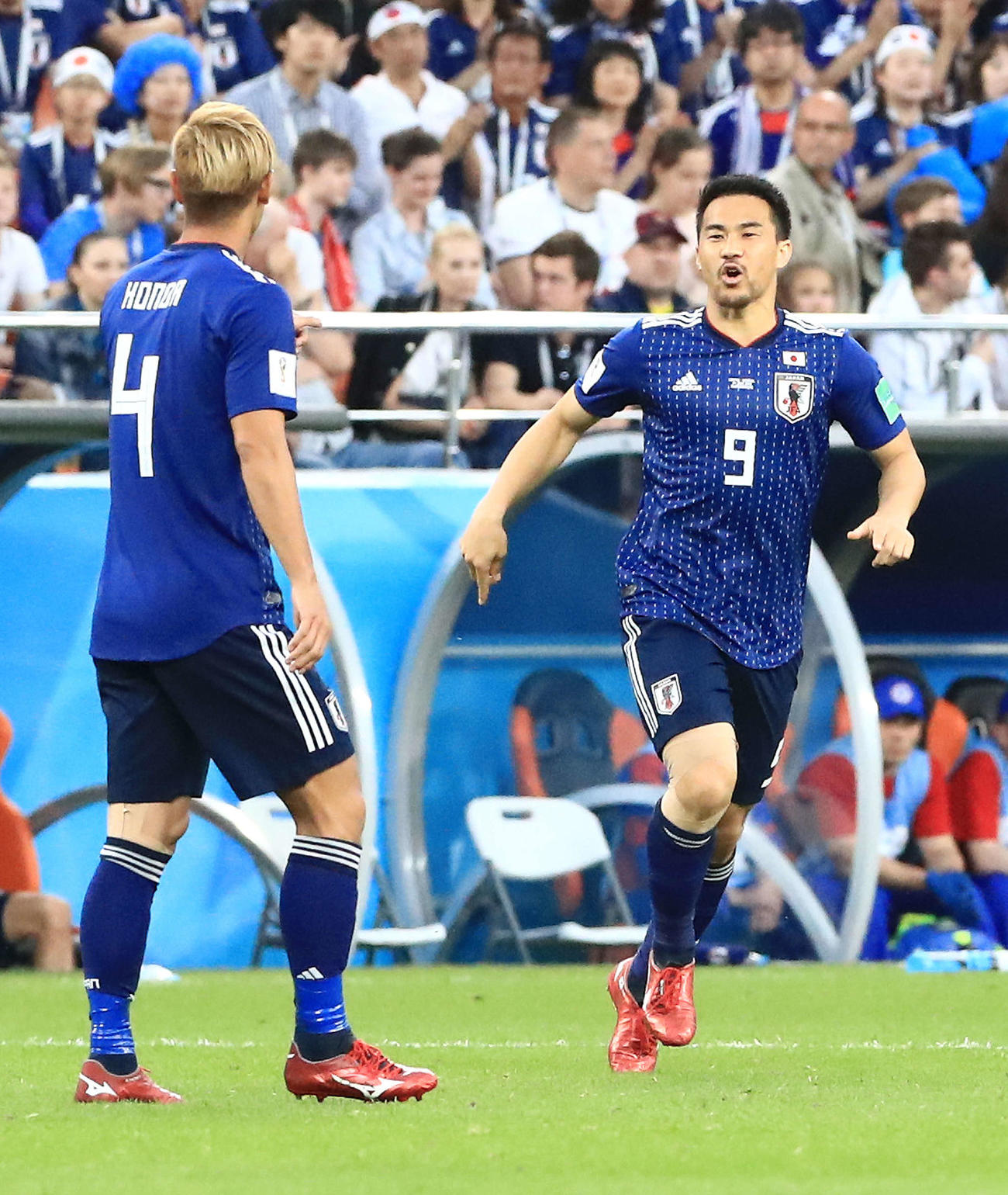 W杯ロシア大会の1次リーグH組セネガル戦に途中出場するFW岡崎慎司（2018年6月28日）
