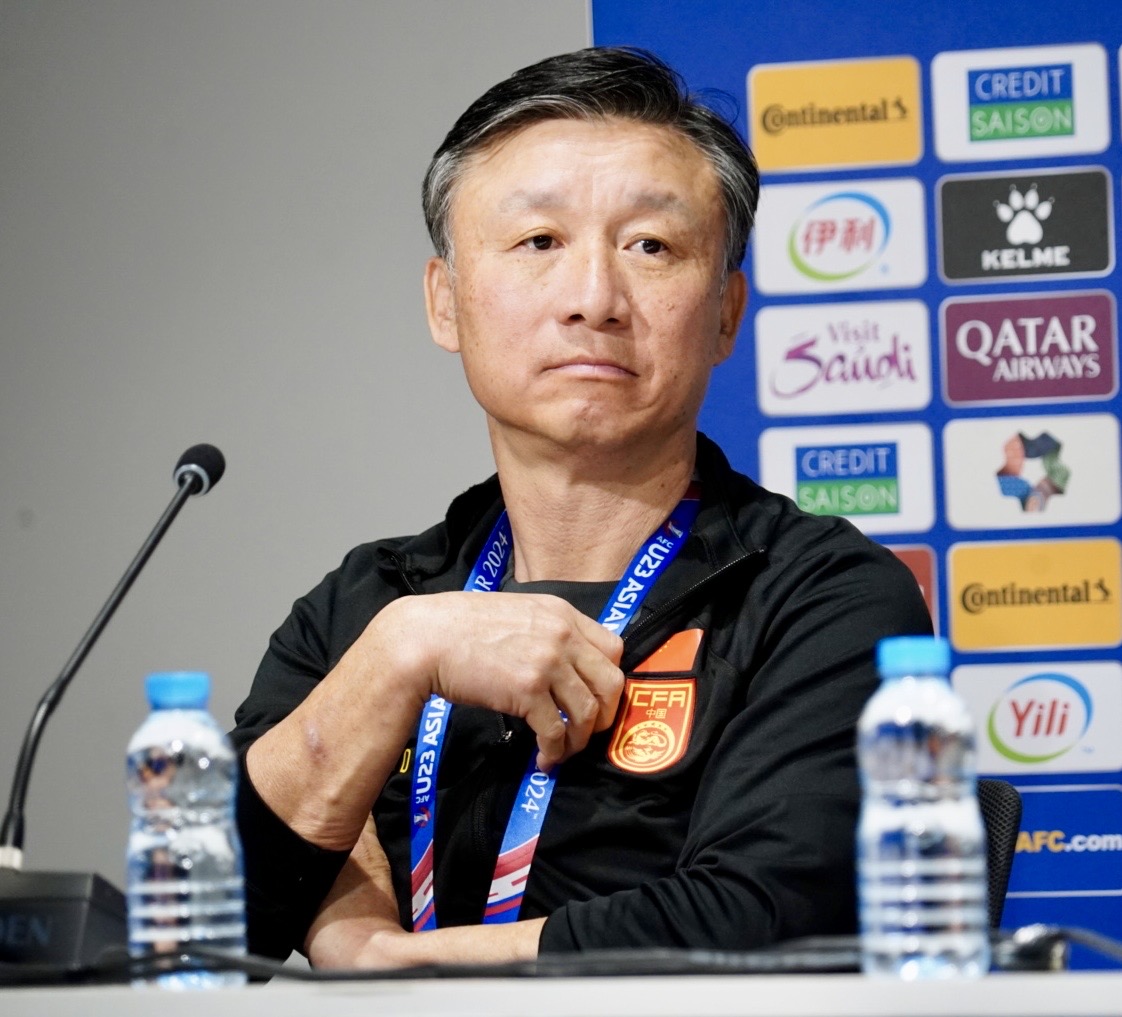 U－23アジア杯カタール大会の1次リーグB組公式会見に出席したU－23中国代表チェン・ヤオドン監督（撮影・佐藤成）