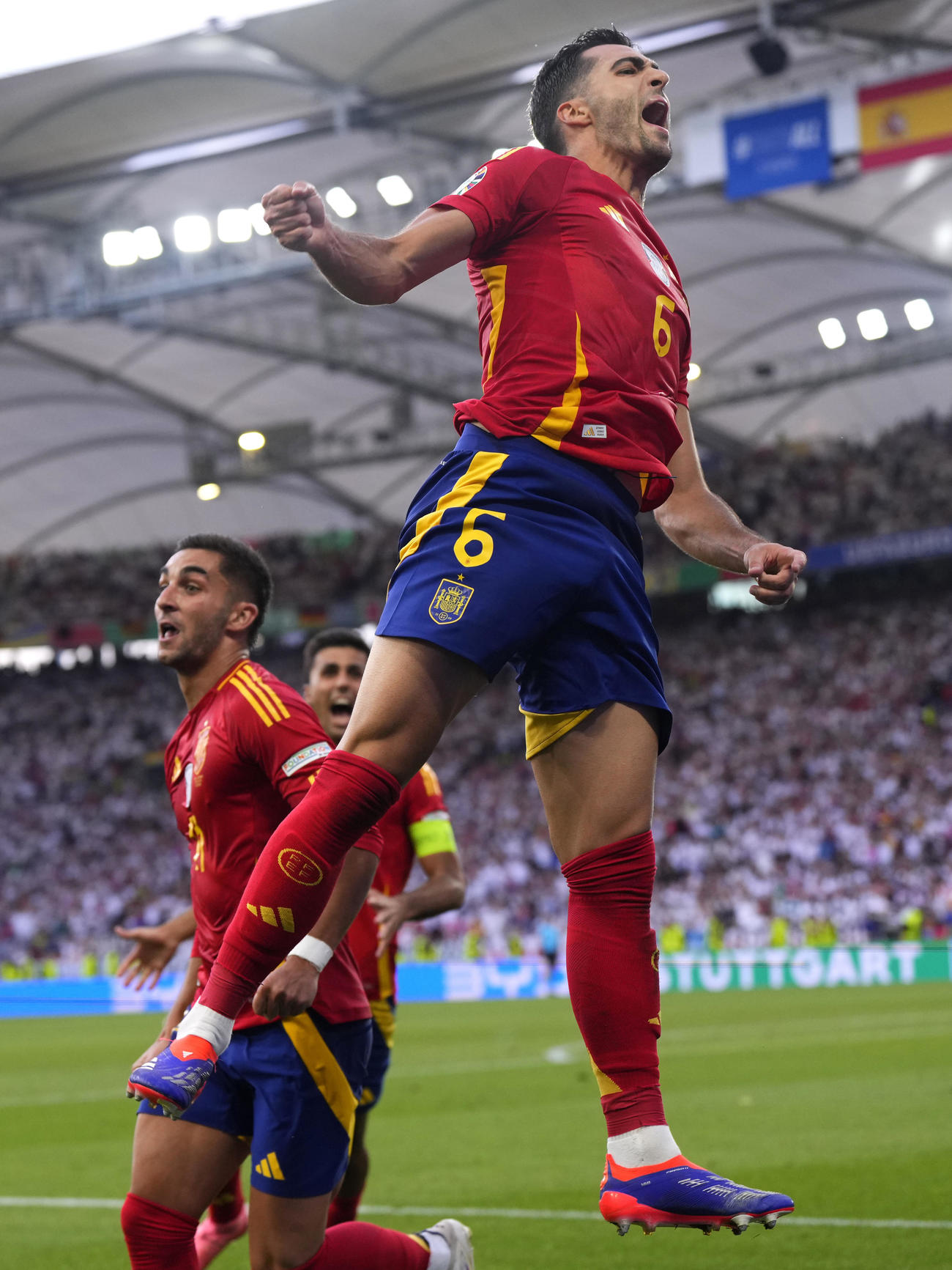 決勝ゴールを決めたスペイン・メリーノ（AP）