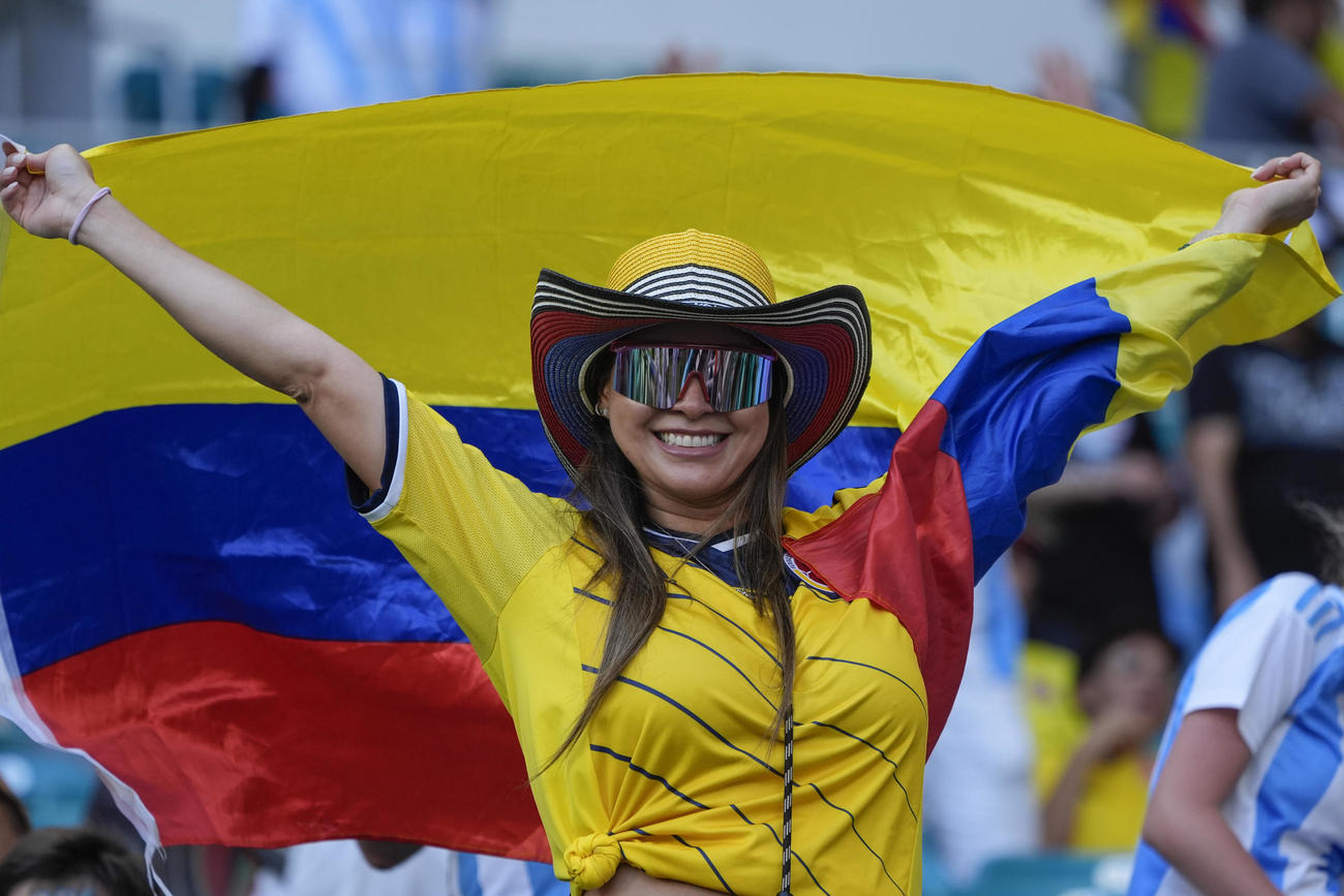 アルゼンチン対コロンビア　決勝戦を見るために集まったコロンビアのファン（AP）