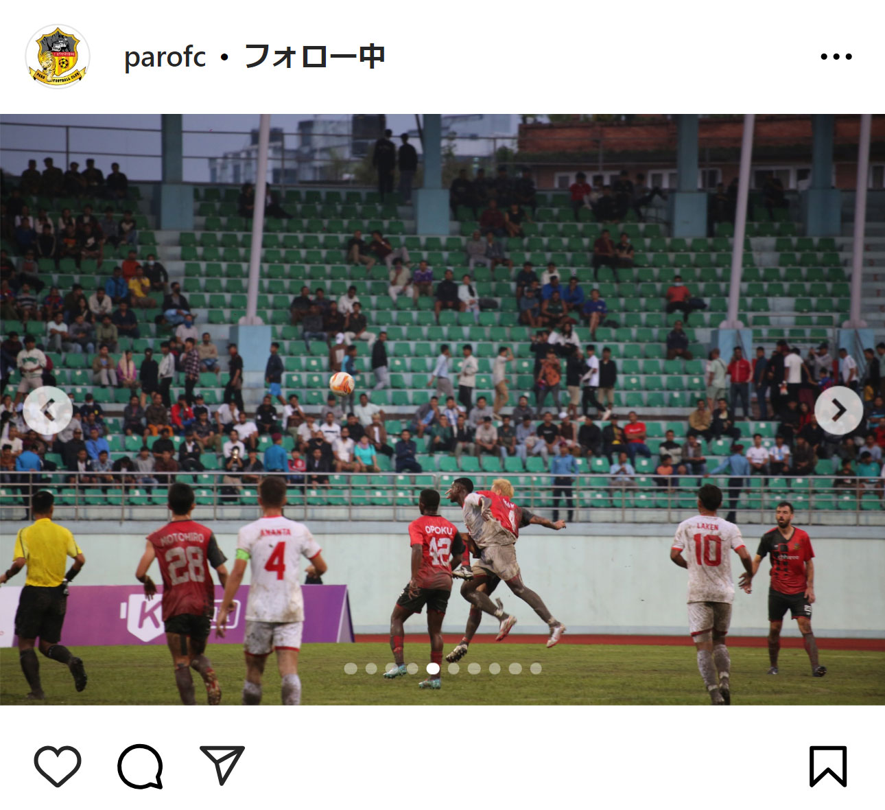 パロFCの公式インスタグラムから