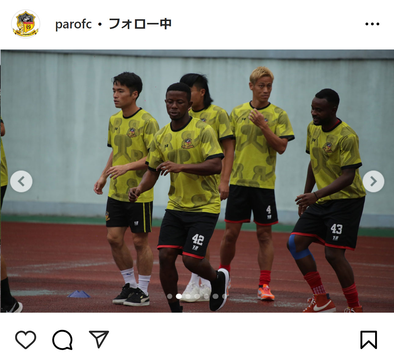 パロFCの公式インスタグラムから