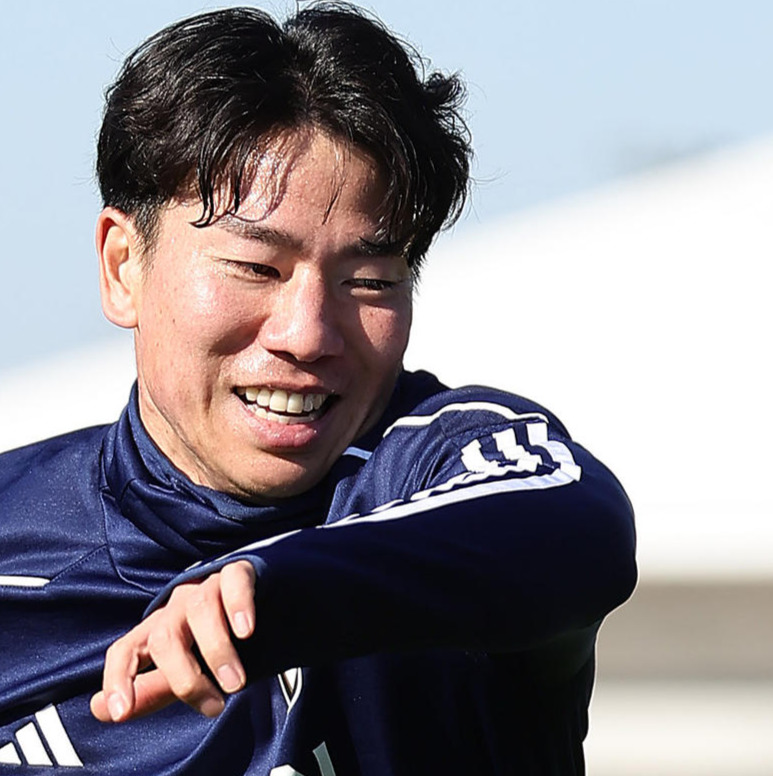 サッカー日本代表練習での浅野拓磨（2023年12月29日撮影）