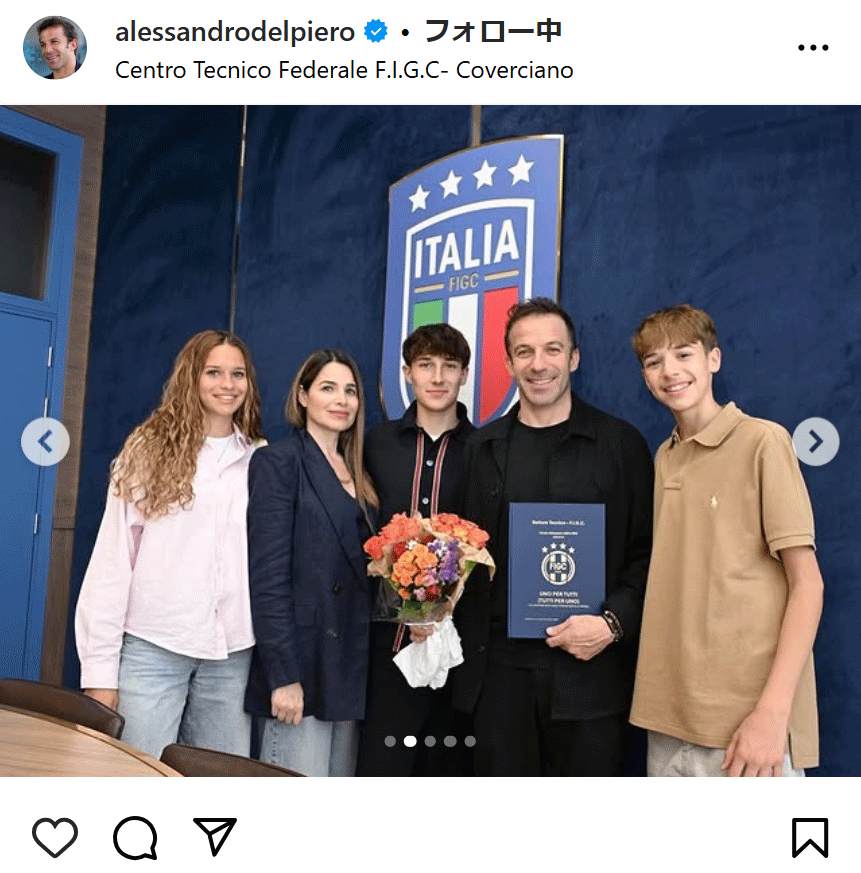 デルピエロ氏のインスタグラムから