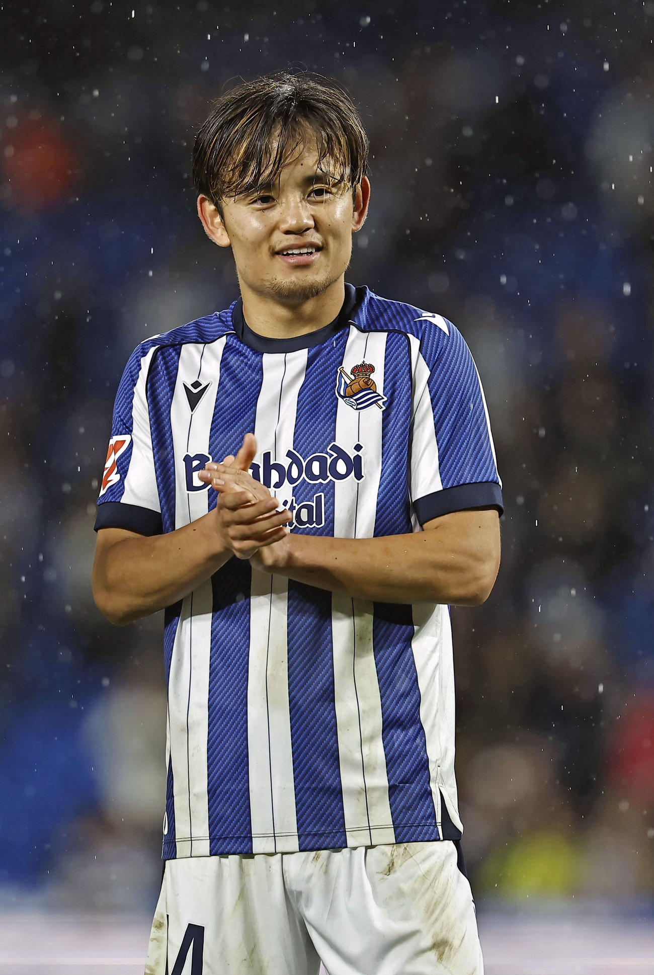 ビルバオに勝利し、喜ぶレアル・ソシエダードの久保（共同）