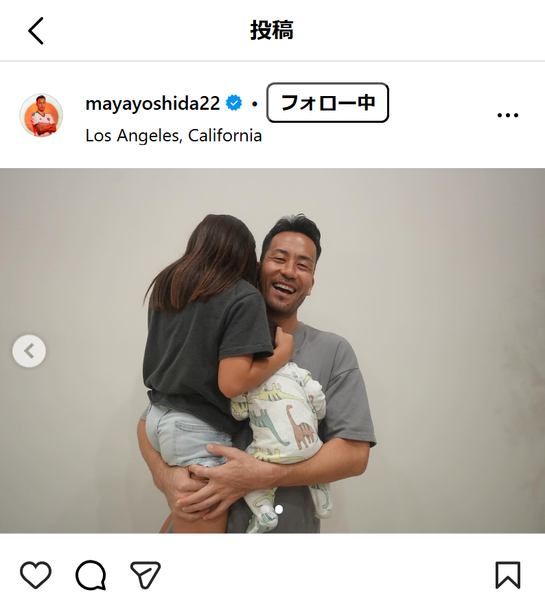 吉田麻也のインスタグラムから