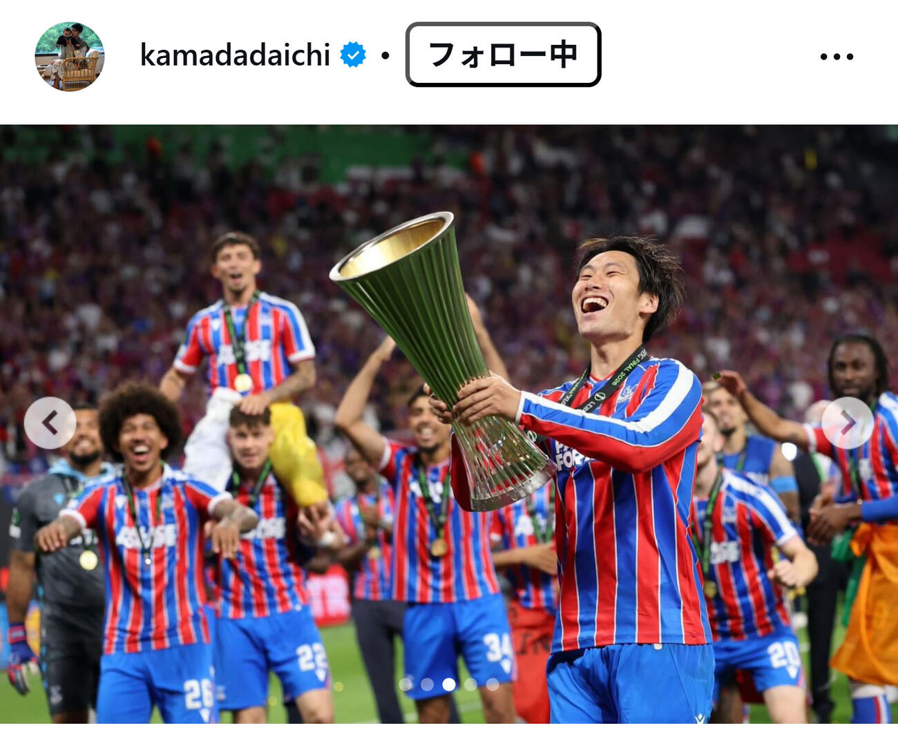 鎌田大地のインスタグラムから