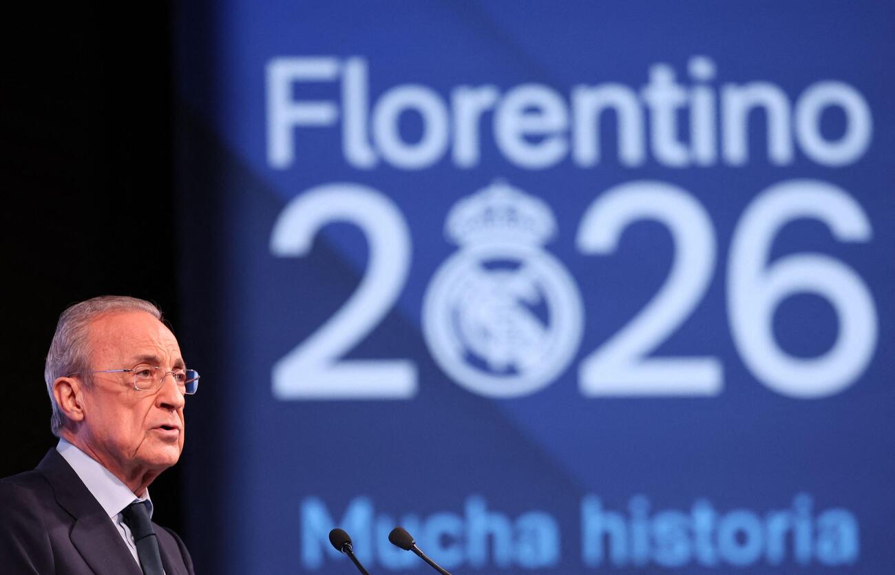 2026年5月27日、レアル・マドリードの会長選への立候補を表明するロレンティーノ・ペレス会長（ロイター）