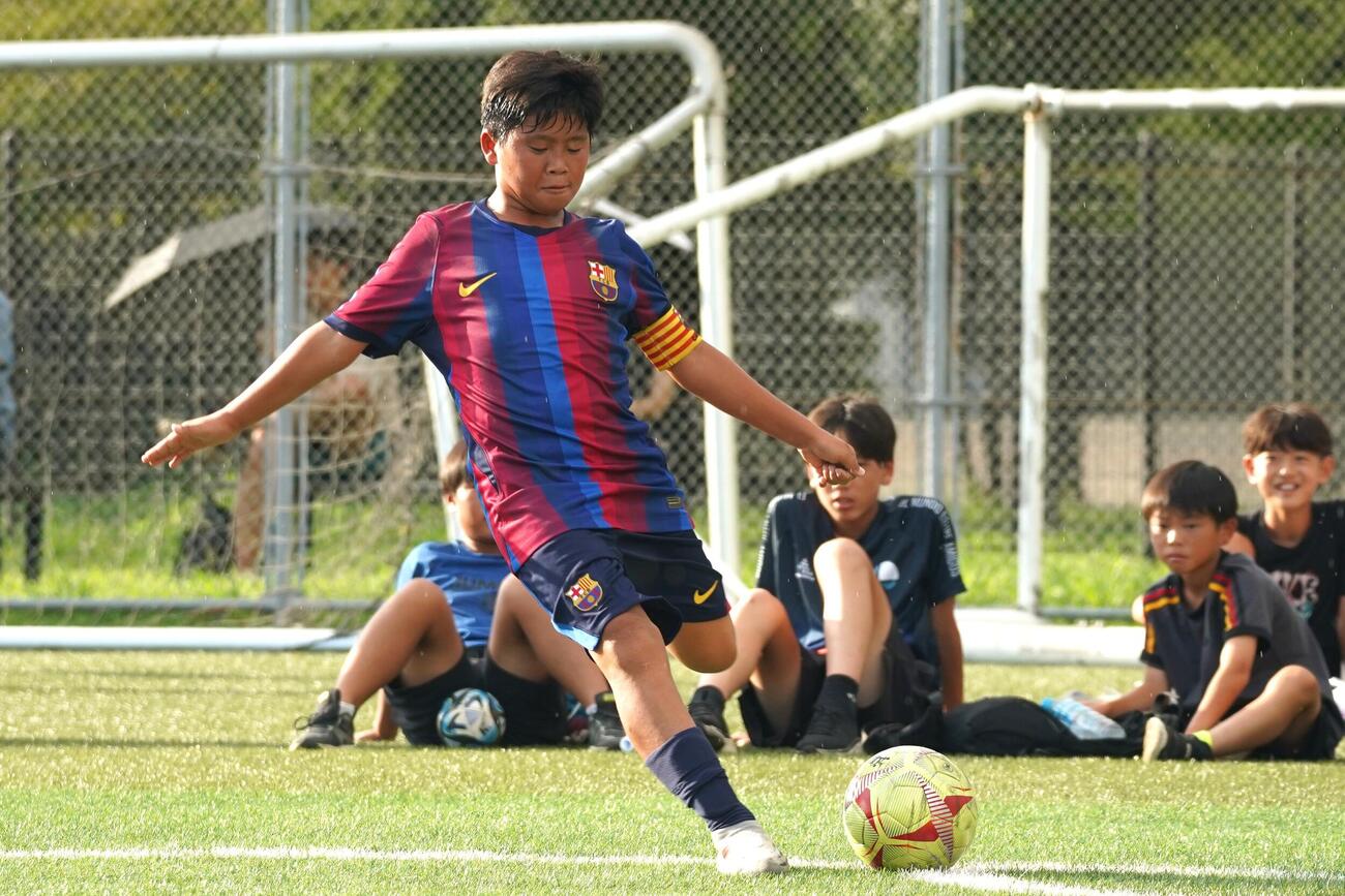 U－12ジュニアサッカーワールドチャレンジで躍動するスペイン1部バルセロナの下部組織に所属の西山芯太（撮影・栗林真菜）