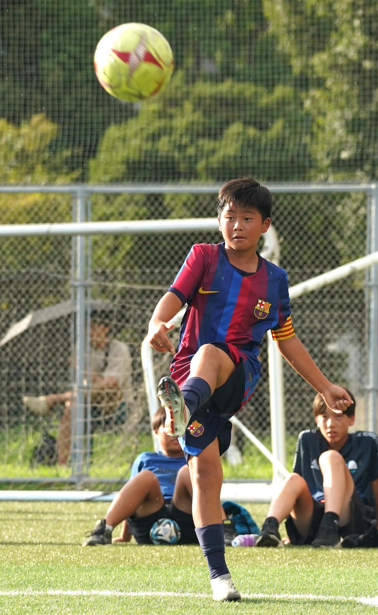 U－12ジュニアサッカーワールドチャレンジで躍動するスペイン1部バルセロナの下部組織に所属の西山芯太（撮影・栗林真菜）