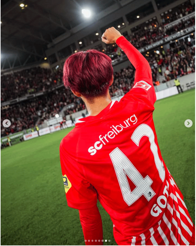ブンデスリーガ初ゴールを決めたフライブルク後藤啓介（フライブルクのインスタグラムから）