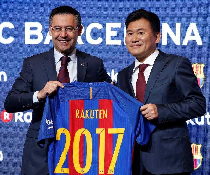 楽天、バルセロナと4季253億の胸スポンサー契約 - スペインリーグ