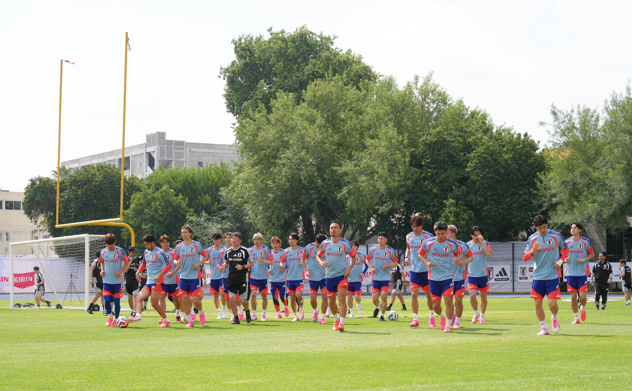 サッカー日本代表W杯北中米大会事前合宿　練習に臨む日本代表（撮影・足立雅史）＝2026年6月3日（現地時間）