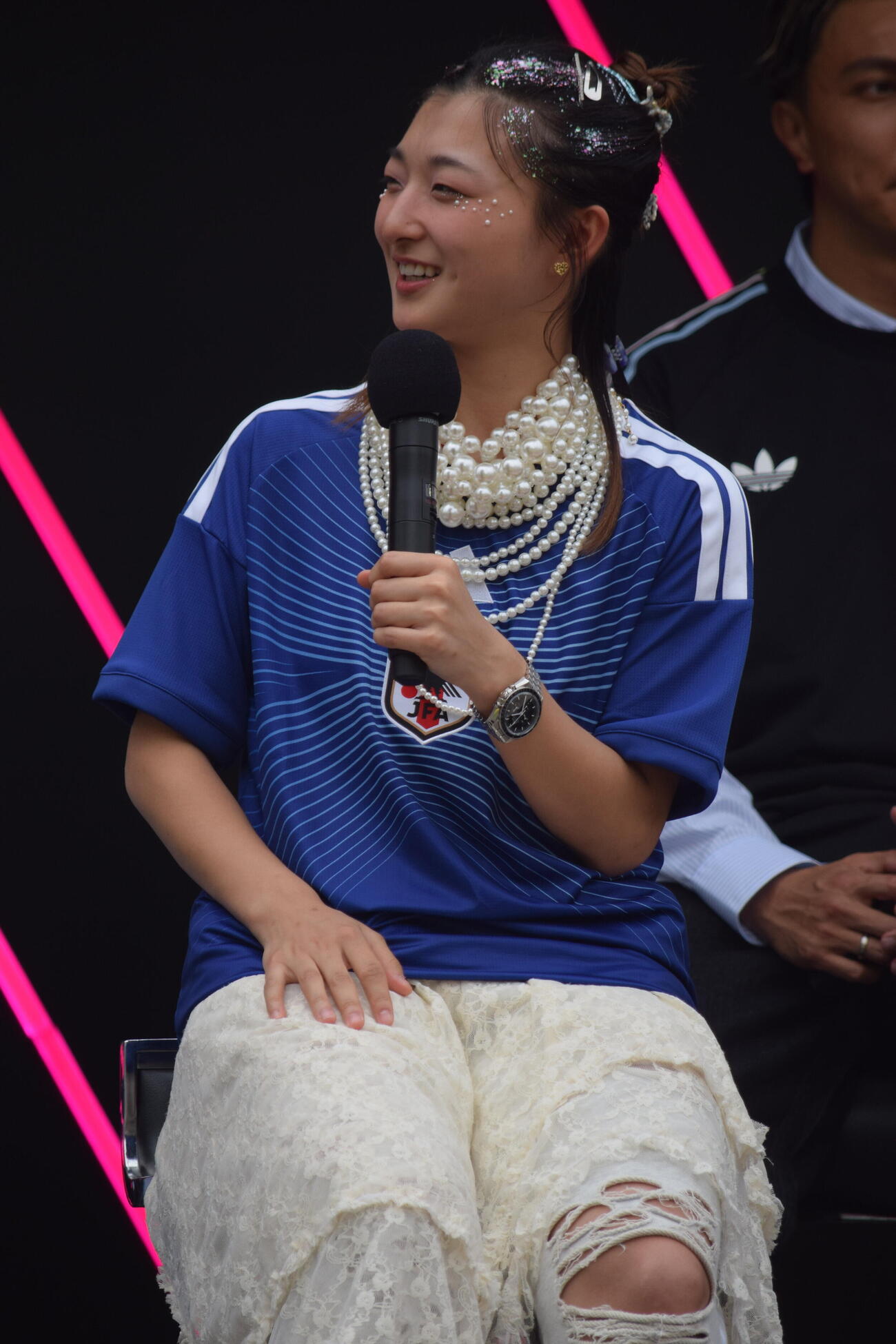 アディダスのイベントに参加した坂本花織さん（撮影・山田遼太郎）