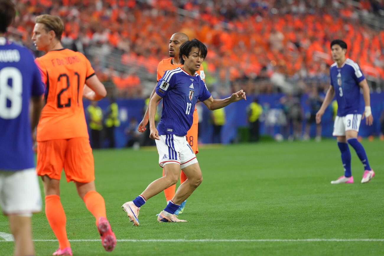 W杯北中米大会　1次リーグ　第1戦　日本対オランダ　後半、ゴールを決めた中村敬斗（撮影・足立雅史）