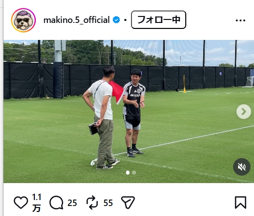 J2藤枝MYFCの槙野智章監督のインスタグラムから