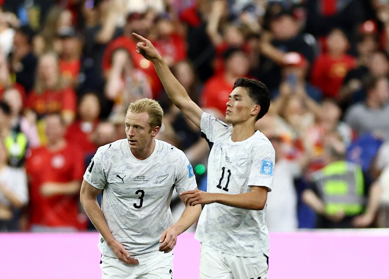 Soccer Football－FIFA World Cup 2026－Group G－New Zealand v Belgium－BC Place, Vancouver, Canada－June 26, 2026 New Zealand's Elijah Just celebrates scoring their first goal REUTERS／Lee Smith