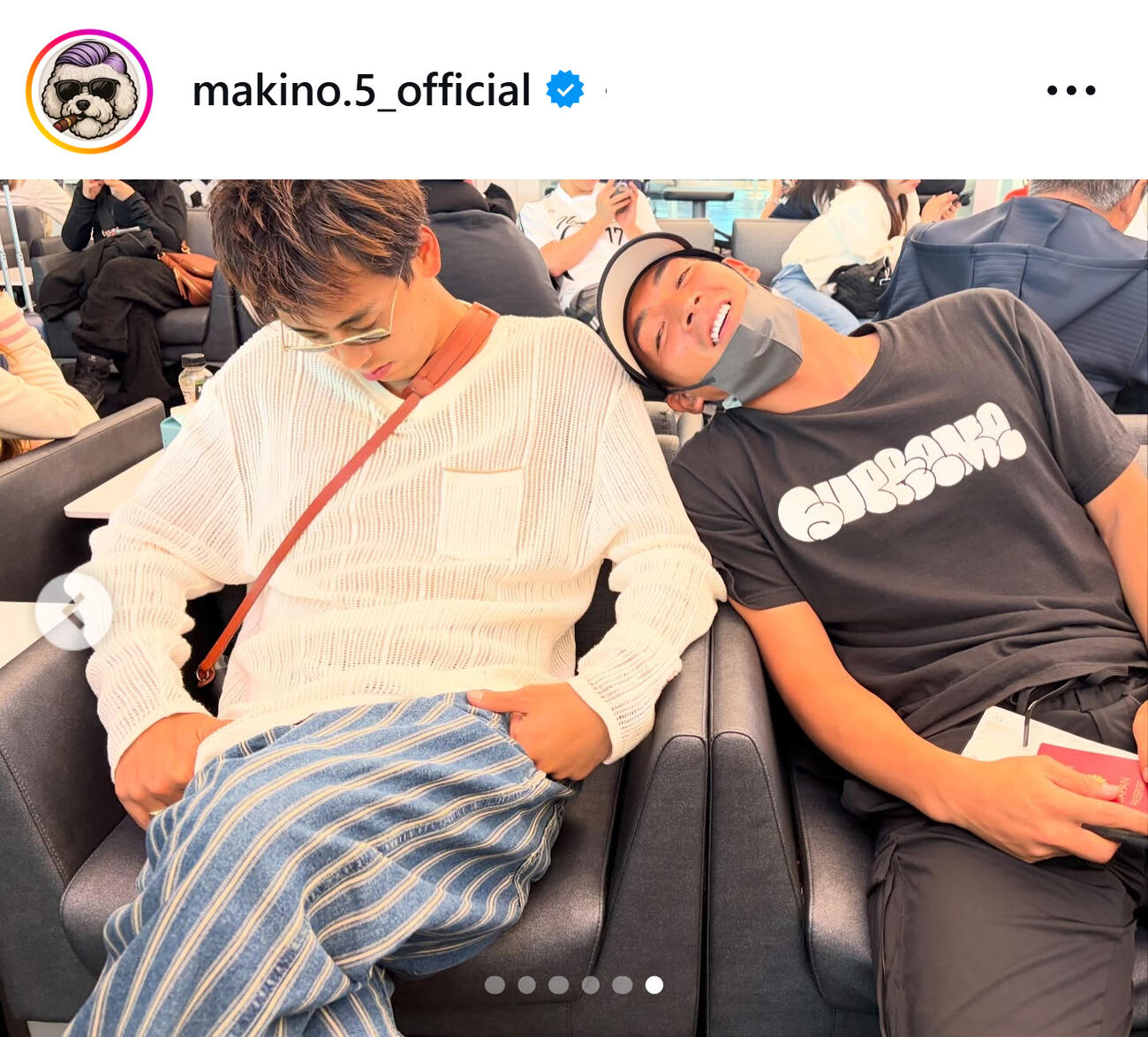 イケメン俳優と寝顔2ショット（槙野智章監督のインスタグラムから）