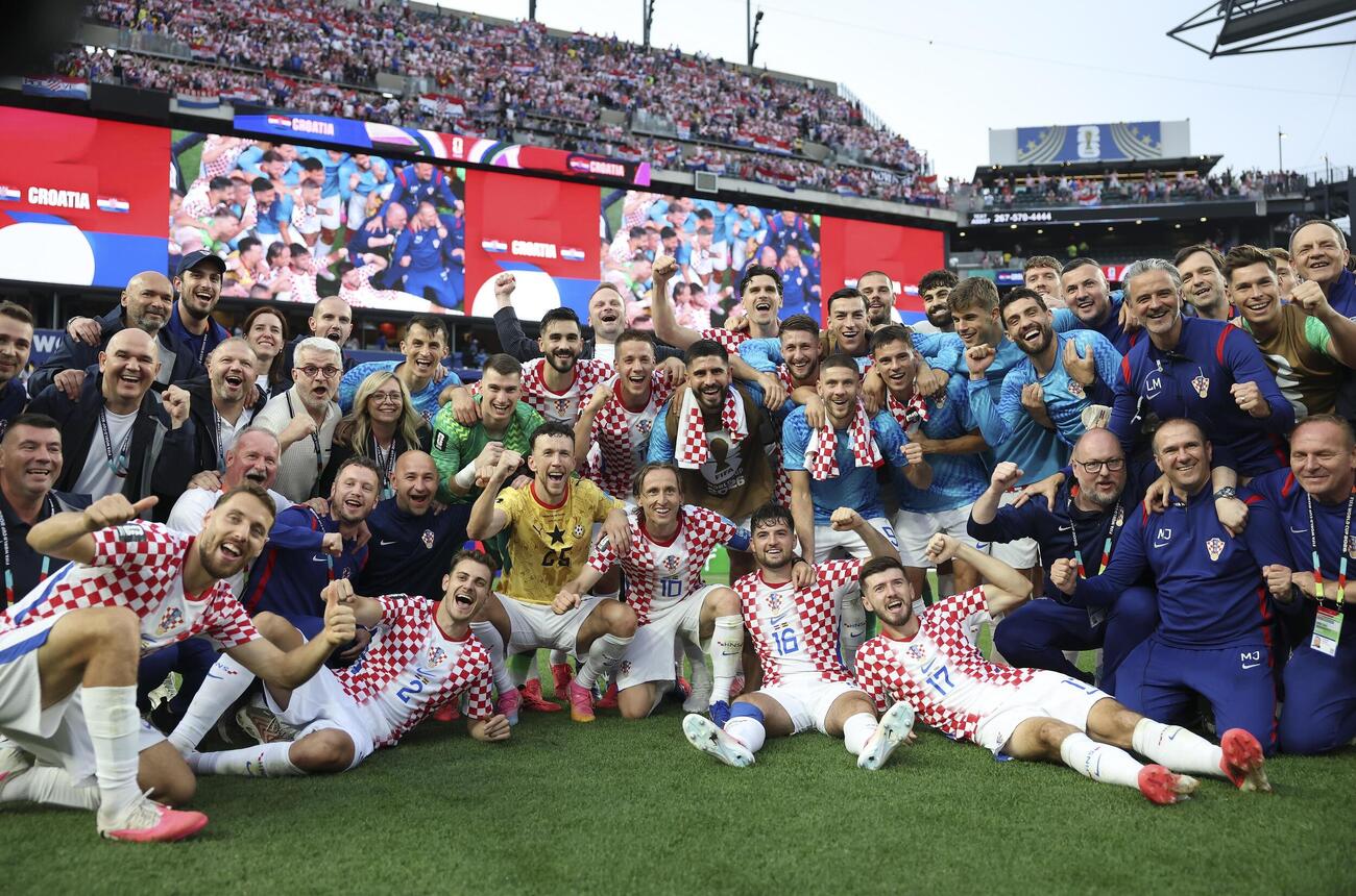 ガーナに勝利し喜ぶクロアチアの選手たち＝フィラデルフィア（FIFA提供・ゲッティ＝共同）