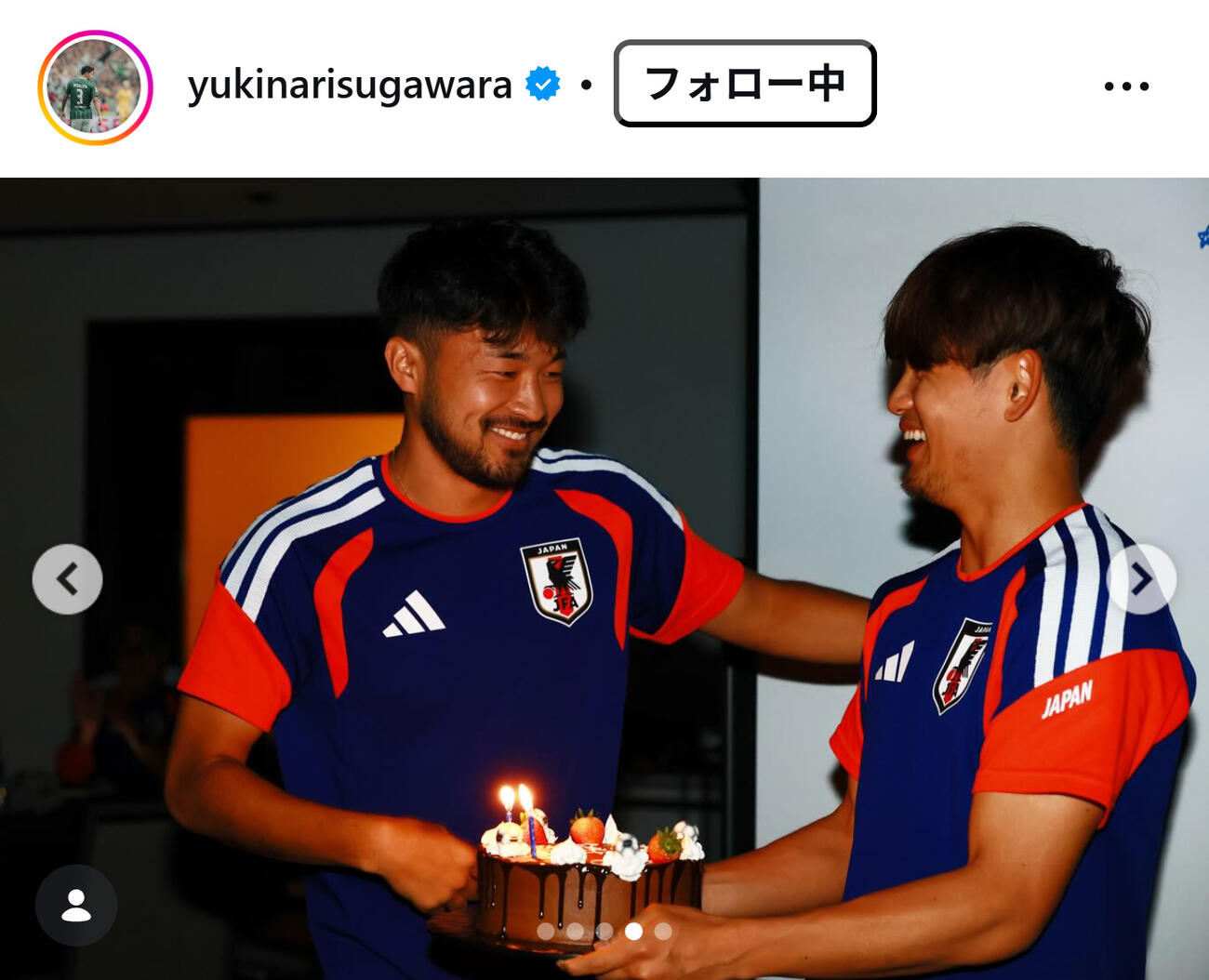 菅原由勢のインスタグラムから