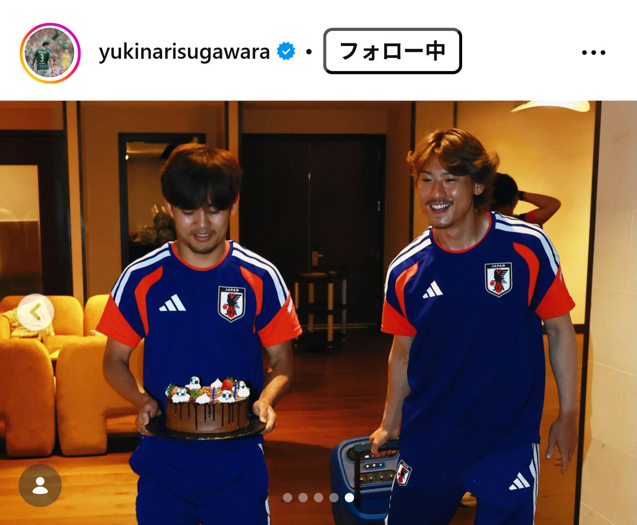 菅原由勢のインスタグラムから