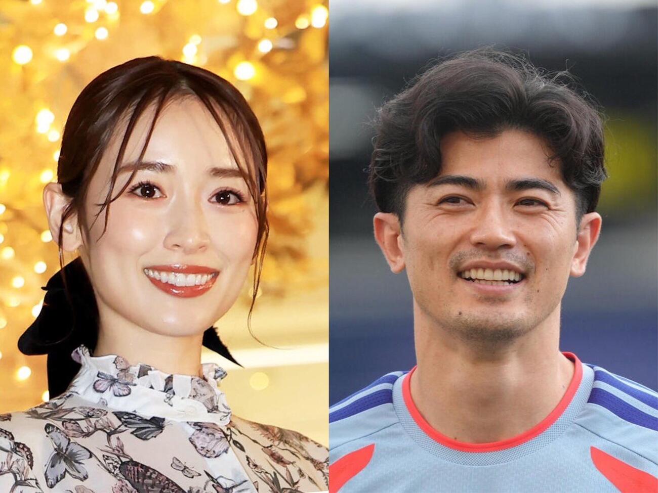 泉里香（左）と谷口彰悟