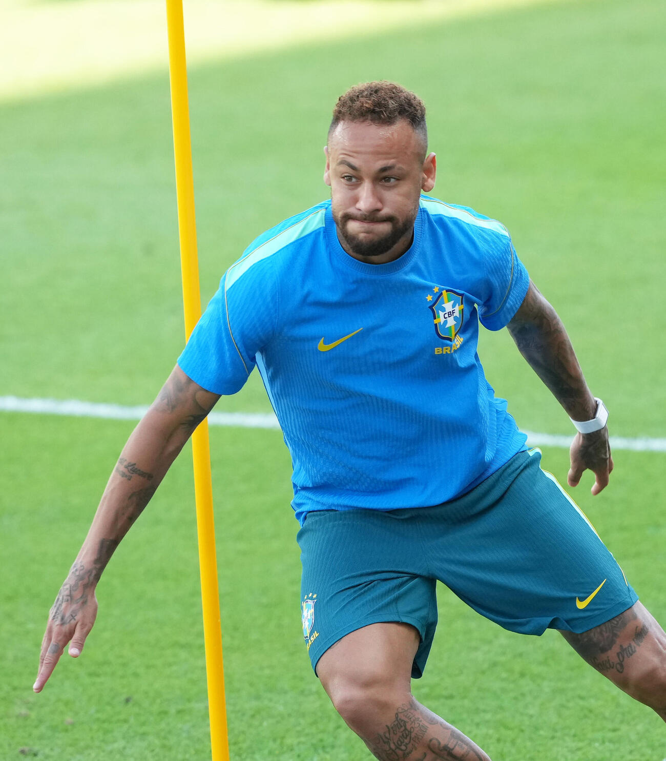 練習に臨むブラジルのネイマール（撮影・足立雅史）