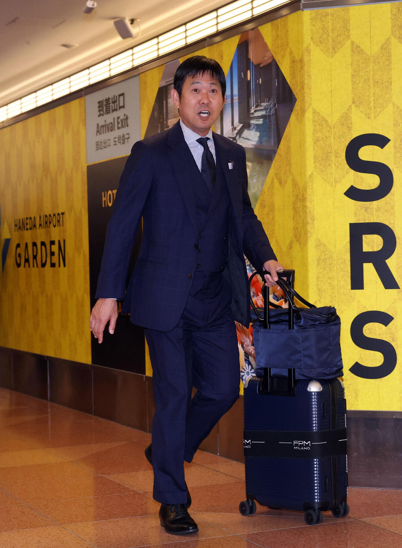 米国から帰国した日本代表の森保一監督（撮影・浅見桂子）