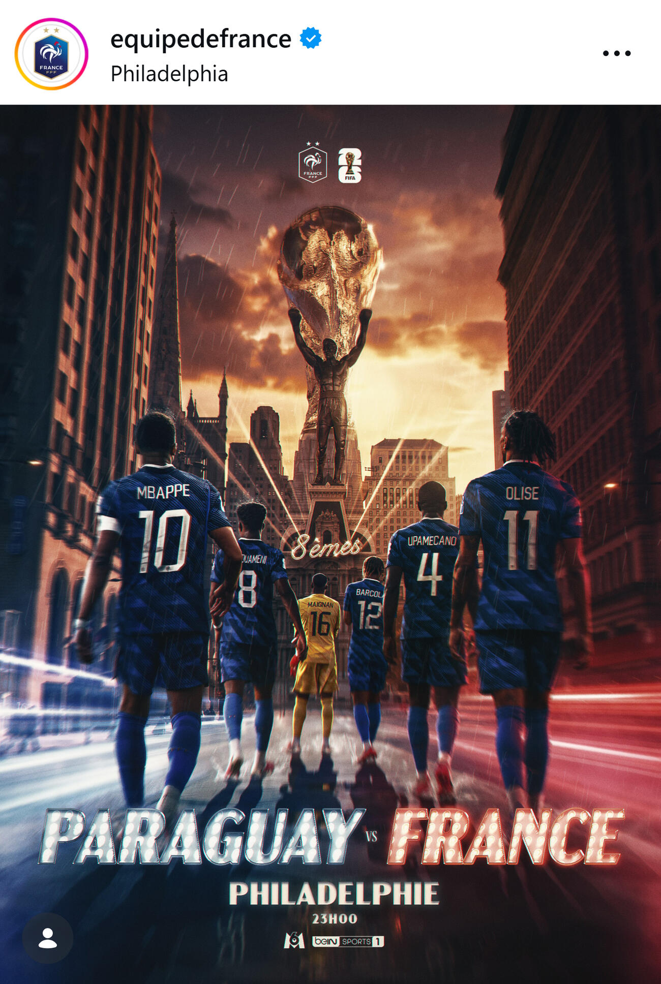 フランス代表の公式インスタグラムから