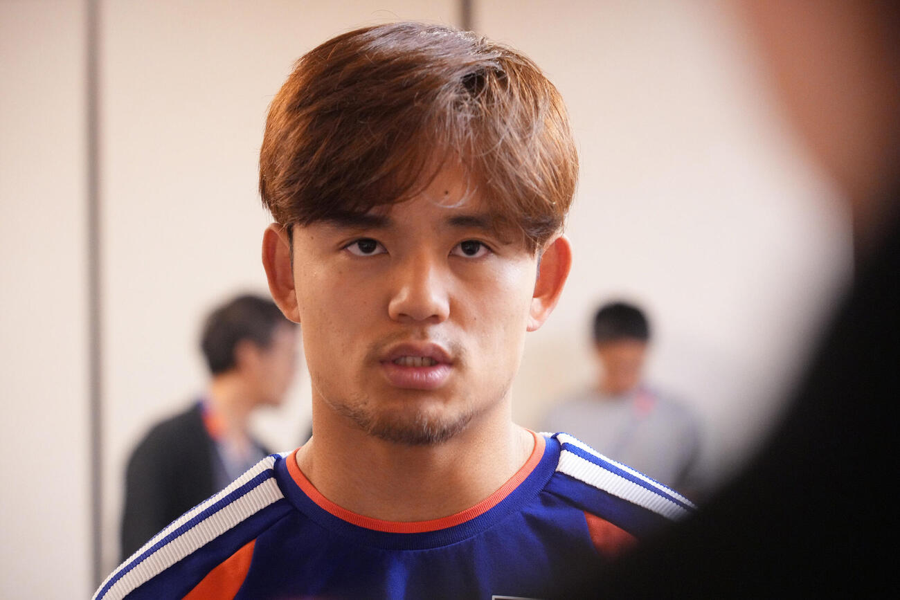 決勝トーナメント1回戦敗退から一夜明け、取材に応じる久保建英（2026年6月30日撮影）