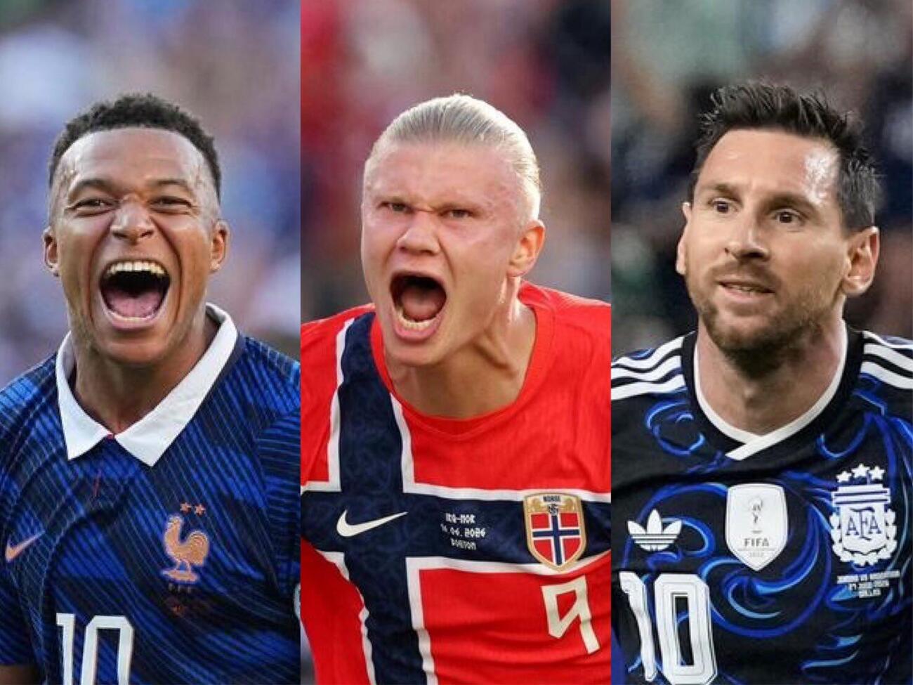 左からエムバペ、ハーランド、メッシ