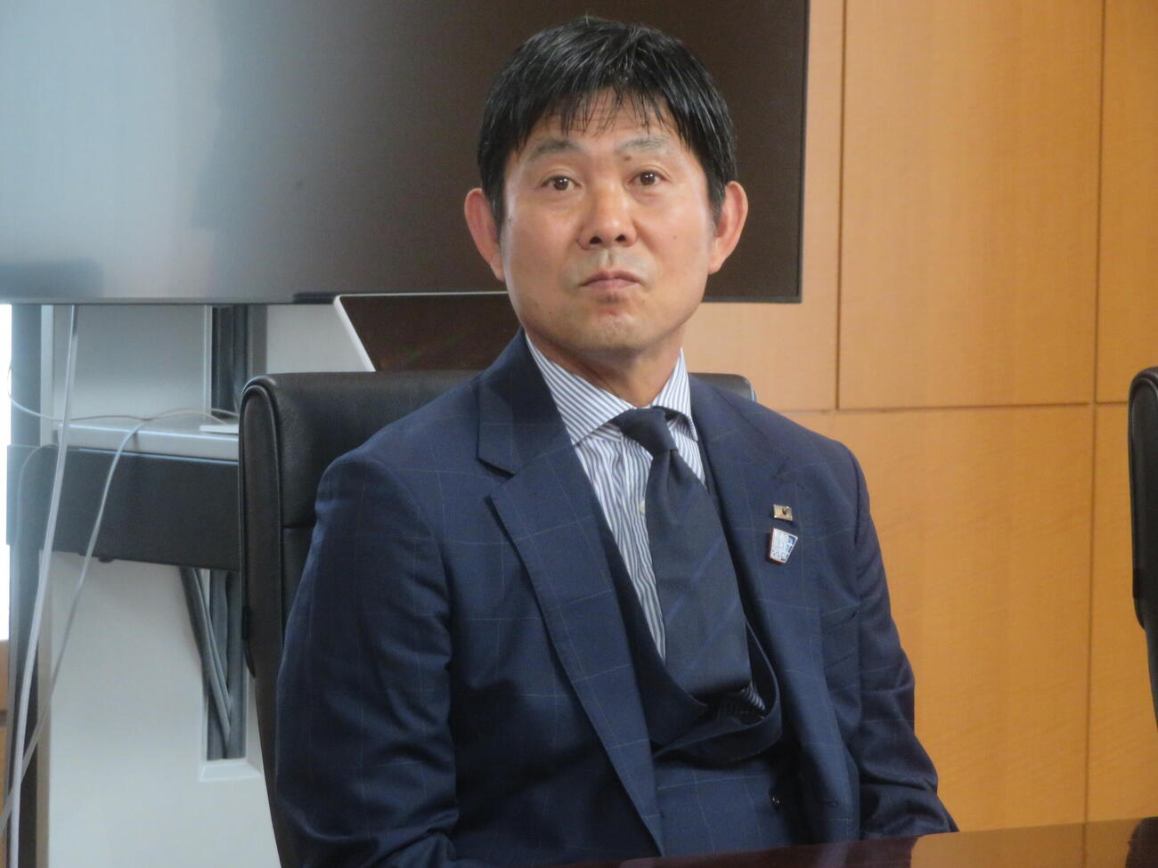 文部科学省を表敬訪問した日本代表の森保一監督