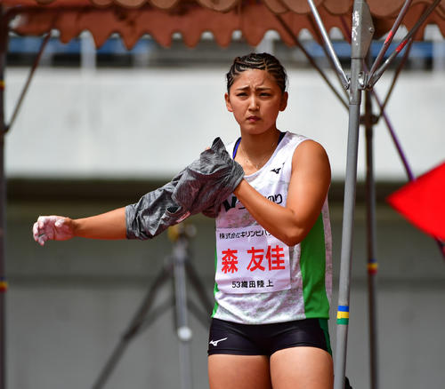 織田幹雄記念国際陸上競技大会　女子やり投げ決勝　森友佳（撮影・清水貴仁）