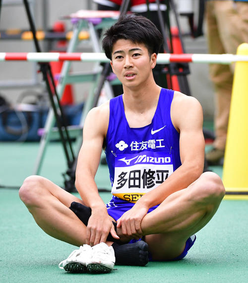 織田幹雄記念国際陸上競技大会　男子100メートルA決勝　10秒21で2位となる多田修平（撮影・清水貴仁）