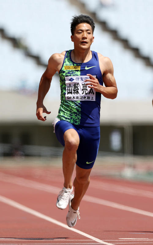 男子100メートル予選　10秒24をマークし、決勝に進んだ山県（撮影・前田充）