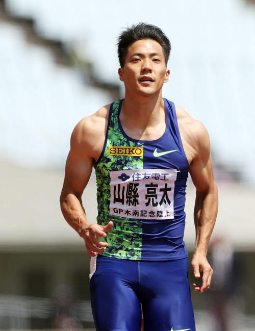 10秒24をマークし、決勝に進んだ山県（撮影・前田充）