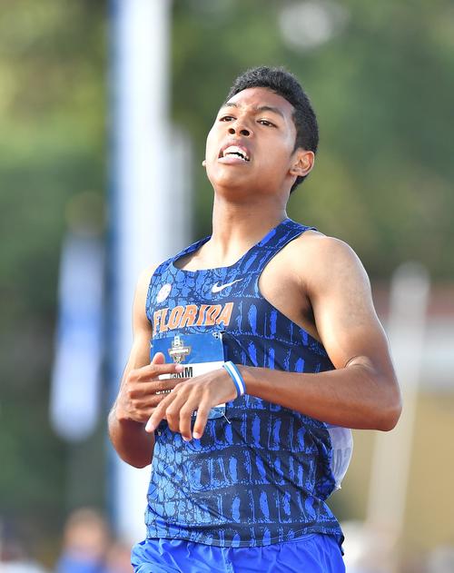 全米大学陸上選手権男子200メートル準決勝2組で20秒44の2位で決勝に進んだサニブラウン（撮影・菅敏）