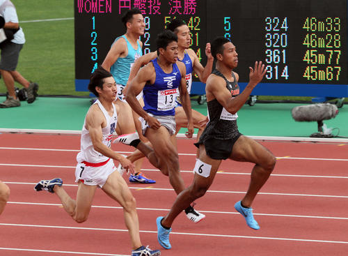 1着で予選を通過したサニブラウン・ハキーム（撮影・栗木一考）