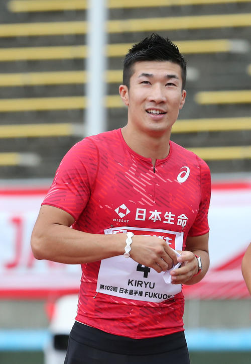 男子100メートル予選　予選4組目　1着の桐生祥秀（撮影・梅根麻紀）