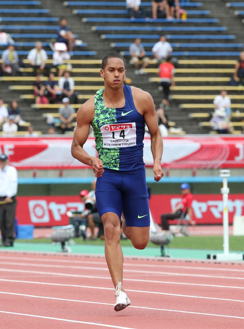 男子100メートル予選　予選3組目　2着のケンブリッジ飛鳥（撮影・梅根麻紀）